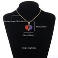 Collana hip hop con pendente a cuore spezzato ghiacciato rosso e blu su catena a corda dorata - Catena a Corda Oro con Pendente Cuore Infranto 3 (N02355-51)