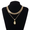 Ensemble de chaînes gourmette dorées pour homme avec pendentif football et strass - Set Pendentif Rugby Chaîne Cubaine / Or