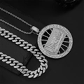 Parure collier hip hop argenté avec pendentif La Cène et chaîne cubaine chic - Ensemble Chaîne Cubaine (N04791S) / Argent