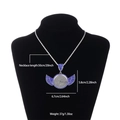 Collar marco fotos alas de ángel hip hop con cristales y cadena de cuerda plateada - Conjunto de Colgante de Ala de Strass Azul y Blanco con Cadena de Cuerda (N02354-51) / Plateado
