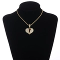 Collana hip hop con ciondolo a cuore e strass scintillanti su una catena d'oro - Catena a Corda Oro con Pendente Cuore Infranto 1 (N02355-51)