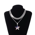 Hiphop double layer Cuban link chain necklace set with star and eagle pendant - Silver Cuban Chain And Rope Chain Pendant Kit