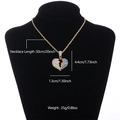 Collana hip hop con ciondolo a cuore spezzato ghiacciato in blu e rosso vivace - Catena a Corda Oro con Pendente Cuore Infranto 2 (N02355-51)