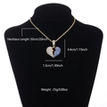 Ciondolo a cuore hip hop con cristalli blu e bianchi e catena a fune dorata da 50 cm - Catena a Corda Oro con Pendente Cuore Infranto 4 (N02355-51)