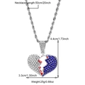 Collana a corda da 50cm con pendente a cuore spezzato blu e bianco con strass - Maglia Cubana Argento con Pendente Cuore Infranto 3 (N04791S)