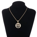 Iced out smiley face pendant with dollar sign eyes and golden rope chain set - Rope Chain Set 2 / Gold