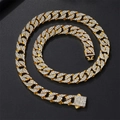 Collana catena cubana dorata Hip-hop con pietre di zircone su sfondo nero opaco - 16 pollici / Oro