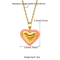 Detailed view of heart pendant necklace with dimensions and length specifications - Pink