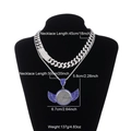 Set de cadena cubana plateada y colgante de marco alado con cristales azules y claros - Conjunto Doble de Colgante de Ala de Strass Azul y Blanco con Cadena Cubana (N04791S) / Plateado