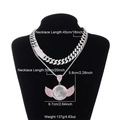 Colgante portafotos alas hip hop plateado con cadena cubana de diamantes rosa y blanco - Conjunto Doble de Colgante de Ala de Strass Rosa y Blanco con Cadena Cubana (N04791S) / Plateado