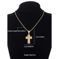 Hip hop style gold cross pendant necklace set with sparkling rhinestones and twisted chain - Rope Chain Necklace (N02355-51) / Gold