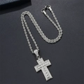 Hip hop rope chain necklace set with oversized iced out cross pendant in silver finish - Rope Chain Necklace (N02354-51) / Silver