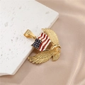 Golden American eagle patriotic pendant necklace with USA flag in enamel finish - Pendant Only (Without Chain) / Gold
