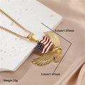 Gold stainless steel eagle necklace with American flag pendant on marble background - With Chain / Gold