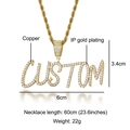 Custom gold plated copper hip hop necklace with zircon micro-pave and twist chain - Silver / CUSTOM Letter Style(N03190)