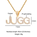 Hip hop JUGG letter pendant necklace with gold plating and white cubic zirconia - Silver / JUGG Letter Style(N02842)