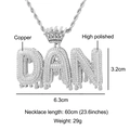 Hip hop custom DAN letter pendant necklace with crown and dripping design in copper - Gold / DAN Letter Style (N02843)