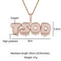Hip hop TSOD letter pendant in rose gold finish with paved zircon on rope chain - TSOD Letter Style(N02897)