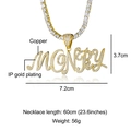 Hip hop MONEY pendant necklace in gold-plated copper with sparkling zircon stones - MONEY Letter Style (N03093)