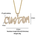 Custom gold plated brass nameplate necklace with sparkling zircons on a rope chain - Artistic CUSTOM Style (N03398)