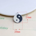 Detail of Yin Yang enamel pendant charms with precise 24mm height measurements - Tai Chi Style 1 (5#)