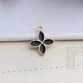 Detail of four-leaf clover pendant in black enamel with golden alloy plating for DIY jewelry - Black Onyx Style Clover