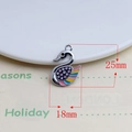 Detailed view of swan enamel alloy charm with size labels showing 25mm height and 18mm width - Colorful Swan Style (6#)