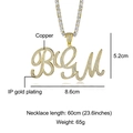 Hip hop BGM letter necklace with cubic zirconia pendant and 60cm tennis chain - BGM Letter Style(N03095)