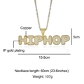 Gold plated hip hop necklace with HIPHOP letter pendant and cubic zirconia stones - Large HIPHOP Style (N03096)