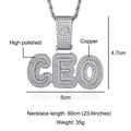 Iced out CEO letter pendant necklace in copper with white cubic zirconia and twist chain - CEO Letter Style(N03223)