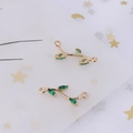 Macro detail of gold olive branch connectors with green marquise cubic zirconia - Olive Branch Green Leaf Shape (2#)
