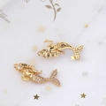Detail of mermaid pendants with gold plating and cubic zirconia for DIY jewelry making - Mermaid Style (6#)