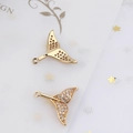 Macro detail of a gold fish tail pendant with cubic zirconia and honeycomb hollow base - Whale Tail Style (2#)