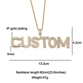 Custom gold hip hop letter pendant necklace with zircon inlays in polished brass finish - Wide CUSTOM Style (N03384)