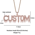 Customized hip hop brass pendant with pink zircons and size dimensions displayed - Pink Rhinestone CUSTOM Style (N03385)
