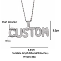 Custom silver finish iced out letter pendant necklace with sparkling cubic zirconia stones - Standard CUSTOM Style (N03391)