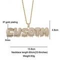 Iced out gold bubble letter CUSTOM pendant necklace on rope chain made of brass - Bubble Font CUSTOM Style (N03394)