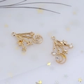 Detail of gold-plated crescent moon and star pendants with white zircon for DIY jewelry - Style 1 Celestial Meteor / 100 Units Pack