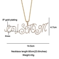 Custom brass nameplate necklace with IP gold plating and pave cubic zirconia stones - Extended CUSTOM Style (N03400)