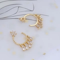 Detail of gold zircon star earrings with teardrop pendants for DIY jewelry crafting - Style 6 Star Waterdrop