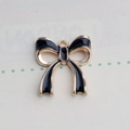 DIY black enamel bow knot charm in golden alloy finish for jewelry making - Black Bow