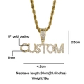 Custom gold plated brass necklace with sparkling cubic zirconia letter pendant and rope chain - Mini CUSTOM Style (N03359)