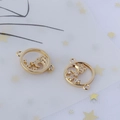 Close-up of gold-plated moon and star connector with zircons for jewelry making - Style 4 Hollow Celestial Ring