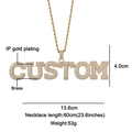 Customized ice out zircon letter necklace in IP gold plating brass with rope chain detail - Ultra-Wide CUSTOM Style (N03392)