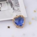 Macro view of blue heart zircon pendant with golden lace filigree for jewelry making - 10# Royal Blue