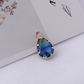 Teardrop crystal pendant with turquoise to deep blue gradient and gold claw setting - 10*19MM
