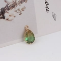 Pendentif goutte en cristal dégradé vert et jaune avec cadre doré et anneau de fixation - 13# Dégradé Jaune Vert / 10*19MM