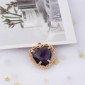Purple heart-shaped zircon pendant with gold beaded scallop edge for jewelry making - 8# Light Purple