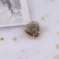 Golden heart pendant with smoky grey zircon stone and intricate wavy frame for DIY jewelry - 2# Tea Brown
