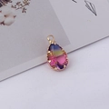 Pendentif en cristal dégradé en forme de poire avec monture dorée et bélière - 2# Violet Iridescent / 10*19MM